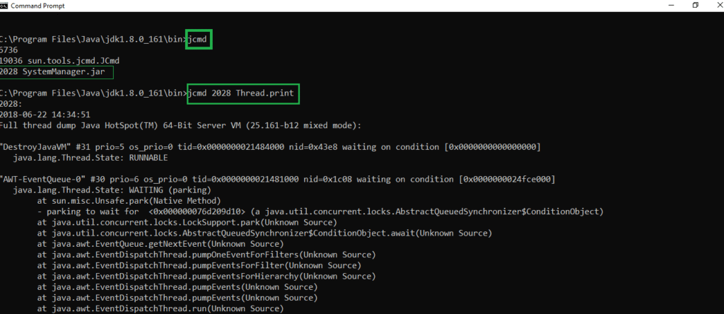 jcmd thread dump example